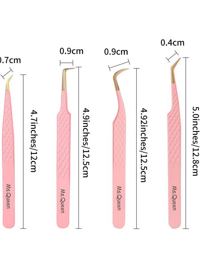 Ms.Queen Lash Tweezers for Eyelash Extensions,Precision 4Pcs Fiber Tip Grip 45 90 Degree Boot Dolphin Isolation Eyelash Tweezers Set (Boot+45 Degree+90 Degree+Curved) - Image 5